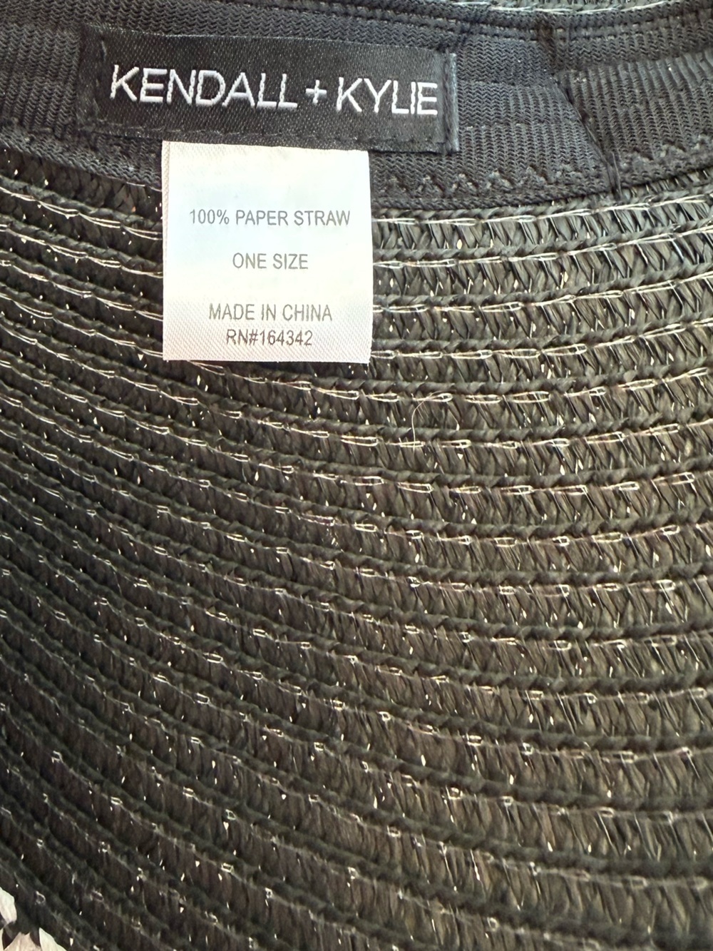 NWOT Kendall + Kylie Black White Straw Sun Visor Wide Brim Bow Beach Hat Summer - Picture 3 of 3